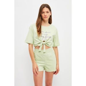 Trendyol Green Lacing Detailed Knitted Pajamas Set vyobraziť