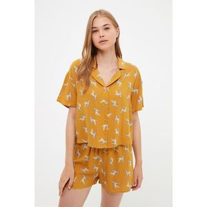 Trendyol Yellow Dog Pattern Woven Pajamas Set vyobraziť
