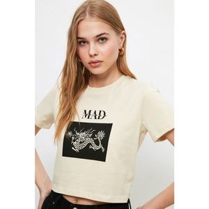 Trendyol Stone Printed Crop Knitted T-Shirt vyobraziť