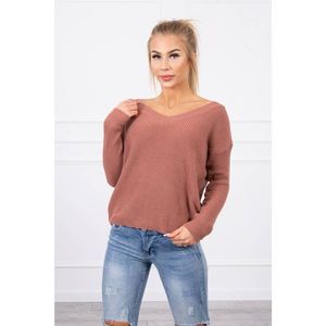 Sweater with V neckline dark pink vyobraziť