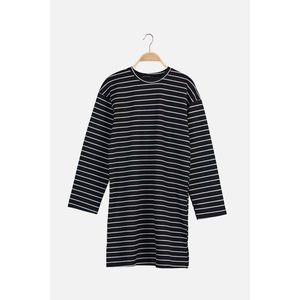 Trendyol Black Striped Knitted Tunic T-shirt vyobraziť