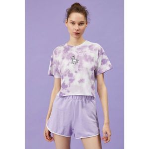 Koton Women's Purple Patterned T-Shirt vyobraziť