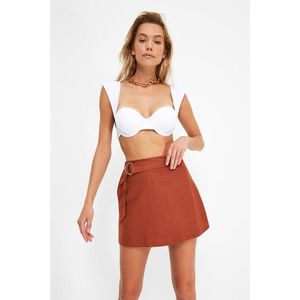 Trendyol Cinnamon Linen Textured Belt Detailed Skirt vyobraziť