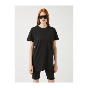 Koton Women's Black Cotton T-Shirt vyobraziť