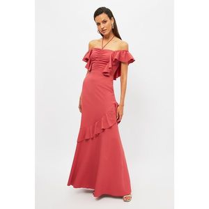 Trendyol Dried Rose Neck Detailed Evening Dress & Graduation Gown vyobraziť