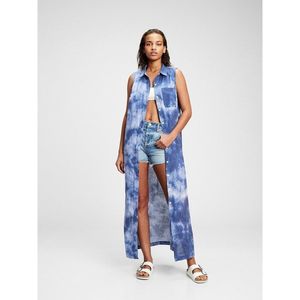 GAP Šaty sleeveless linen maxi tie dye shirtdress vyobraziť