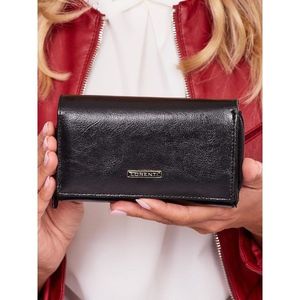 Women's horizontal black leather wallet vyobraziť