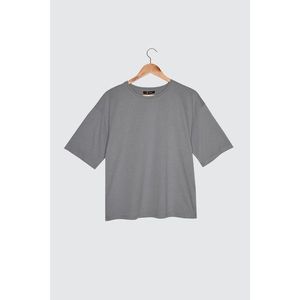 Trendyol Gray 100% Organic Cotton Loose Knitted T-Shirt vyobraziť