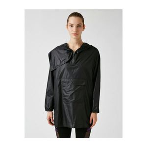 Koton Women's Black Hooded Pocket Detailed Zipper Coat vyobraziť