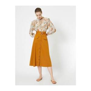 Koton High Waist Belt Button Detail Maxi Skirt vyobraziť