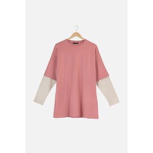 Trendyol Dried Rose Sleeve Detailed Tunic T-shirt vyobraziť