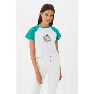 Trendyol Mint embroidered knitted T-shirt vyobraziť