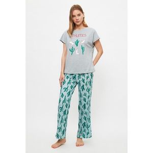 Trendyol Gray Cactus Pattern Knitted Pajamas Set vyobraziť