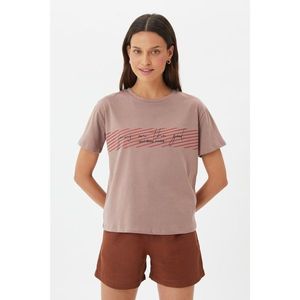 Trendyol Mink Printed Semifitted Knitted T-Shirt vyobraziť
