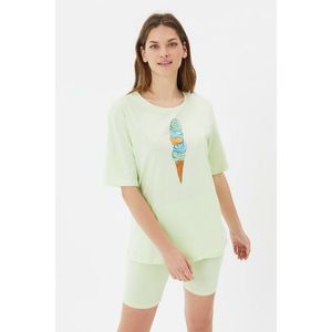 Trendyol Green Ice Cream Printed Knitted Pajamas Set vyobraziť
