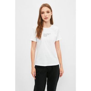 Trendyol White 100% Organic Cotton Printed Basic Knitted T-Shirt vyobraziť