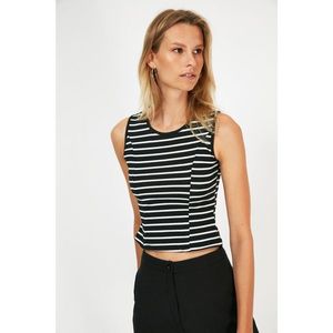Trendyol Black Striped Knitted Blouse vyobraziť