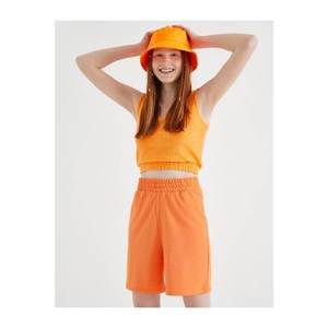 Koton Women's Orange Elastic Waist Crop Body vyobraziť