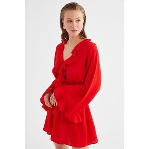 Trendyol Red Ruffle Detailed Viscose Beach Dress vyobraziť