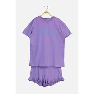 Trendyol Purple Print Detail Pajamas Set vyobraziť