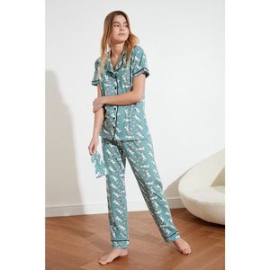 Trendyol Mint Printed Knitted Pajamas Set vyobraziť