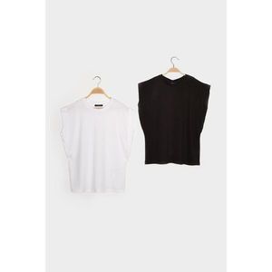 Trendyol 2-Pack Black-White Sleeveless Basic Knitted T-Shirt vyobraziť