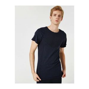 Koton Men's Navy Blue Crew Neck Short Sleeve Slim T-Shirt vyobraziť
