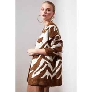 Trendyol Brown Zebra Jacquard Knitwear Cardigan vyobraziť