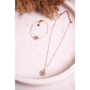 Necklace with Clover and Cubic Zirconia Rose Gold Luck vyobraziť