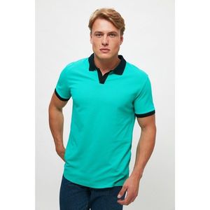 Trendyol Green Men's Slim Fit Contrast Collar Detailed Polo Neck T-shirt vyobraziť