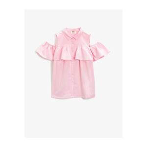 Koton Girl's Pink Ruffle Off Shoulder Short Sleeve Shirt vyobraziť