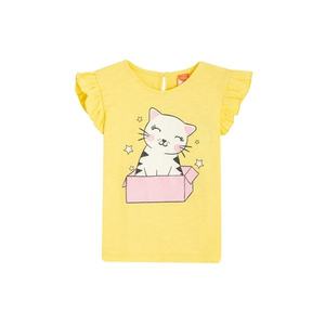 Koton Baby Girl Yellow Love Kids Printed Crew Neck Short Sleeve Ruffle Detailed T-shirt vyobraziť