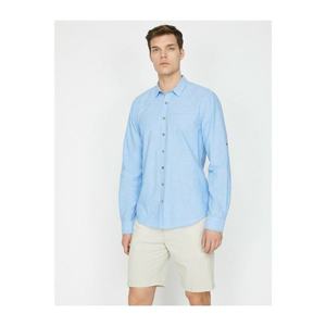 Koton Men's Blue Pocket Detailed Shirt vyobraziť