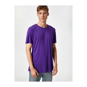 Koton Men's Purple Short Sleeve Crew Neck Basic T-Shirt vyobraziť