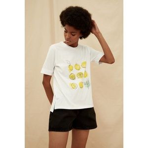 Trendyol White 100% Organic Cotton Printed Knitted T-Shirt vyobraziť
