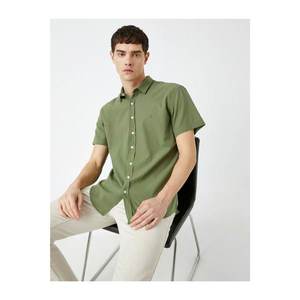 Koton Men's Green Short Sleeve Shirt Cotton Slim vyobraziť