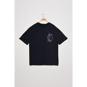 Trendyol Navy Blue Men Oversize Short Sleeve Printed T-Shirt vyobraziť