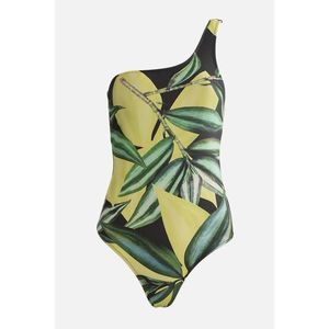 Trendyol Colorful Leaf Pattern One Shoulder Swimsuit vyobraziť