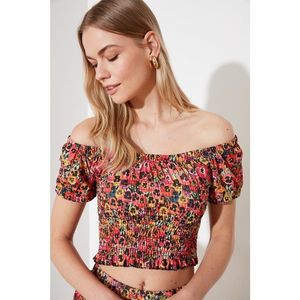 Trendyol Red Carmen Collar Knitted Blouse vyobraziť