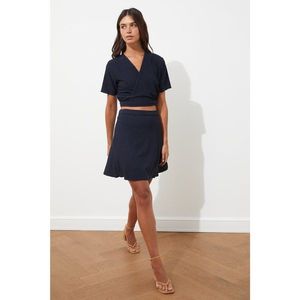 Trendyol Navy Blue Lacing Detailed Knitted Skirt vyobraziť