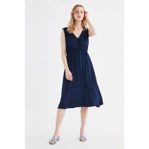 Trendyol Navy Blue Gathered Shoulders Knitted Dress vyobraziť