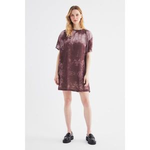 Trendyol Brown Tie Dye T-shirt Knitted Dress vyobraziť