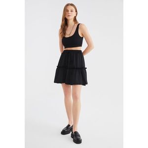 Trendyol Black Ruffle Knit Skirt vyobraziť