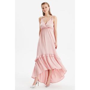 Trendyol Dried Rose Strap Detailed Evening Dress & Graduation Gown vyobraziť