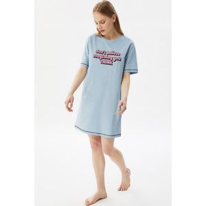 Trendyol Blue Slogan Knitted Nightgown vyobraziť