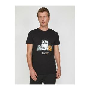Koton Men's Black Printed T-Shirt vyobraziť