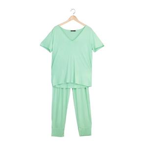 Trendyol Light Green V-Neck Pajamas Set vyobraziť