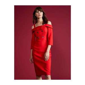 Koton Women's Red Off The Shoulder Dress vyobraziť