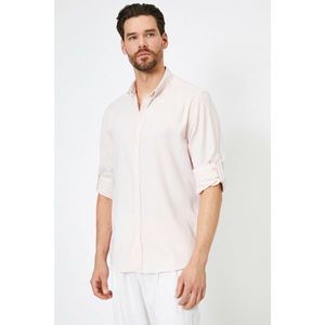 Koton Men's Pink Classic Collar Textured Fabric Regular Fit Casual Shirt vyobraziť