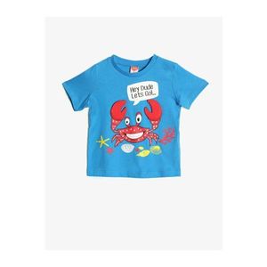 Koton Baby Boy Blue Crew Neck Short Sleeve Written Printed T-Shirt vyobraziť